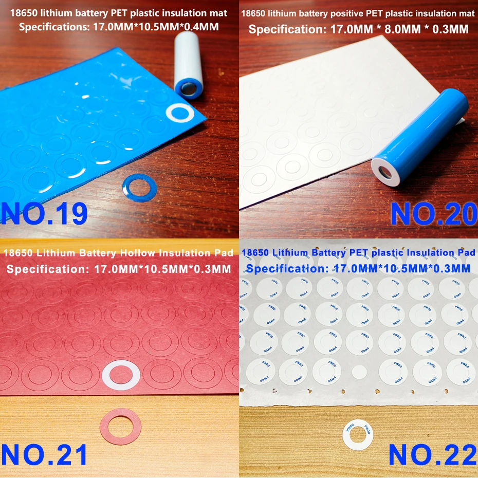 100pcs/lot 18650 lithium battery positive pole hollow insulation gasket negative solid self-adhesive meson paper |