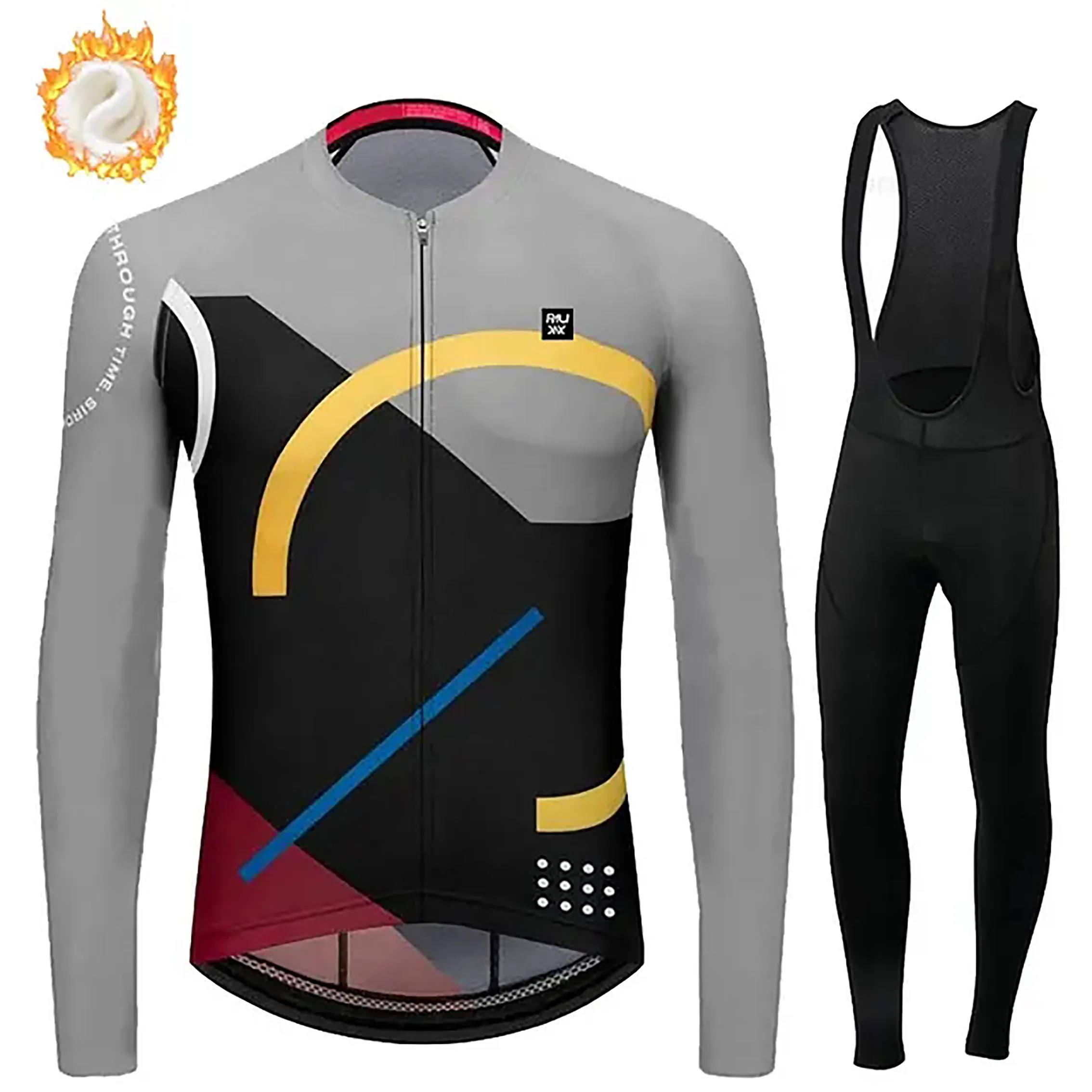 

2023 Мужская теплая флисовая зимняя одежда для велоспорта RAUDAX с длинными рукавами, комплект велосипедной одежды для улицы, одежда для горного велоспорта, комплект из брюк с нагрудником