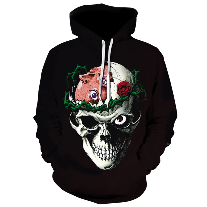

Menswear 2022 Red Skull Hoodies 3D print Funny Hoodie Sweatshirt Hop Hip Man Big Size Autumn Winter Quality Streetwear 4XL