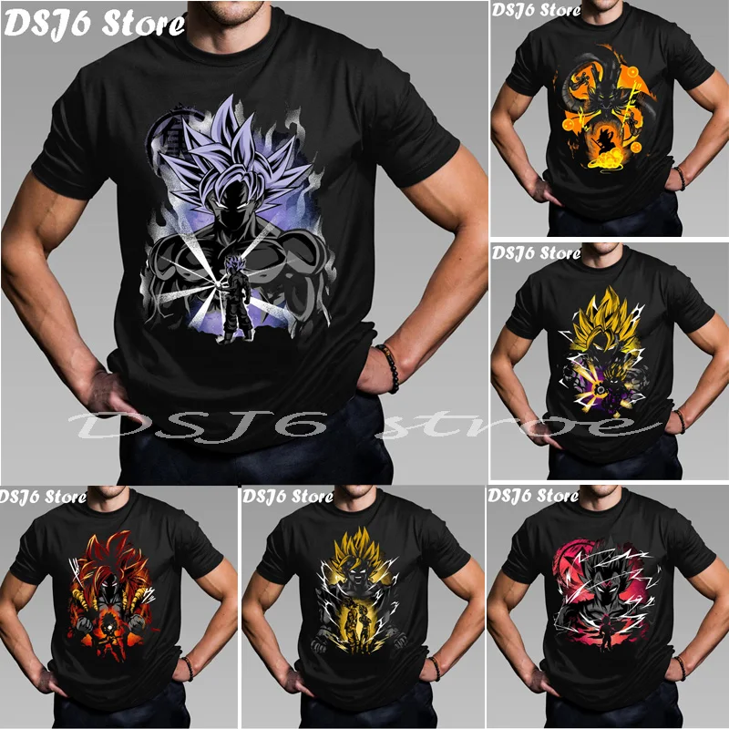 New Dragon Ball T-Shirt Men Goku Tshirt Fashion Cool Black Tee shirt Tops Super Saiyan Fashion Mens O-Neck Street Short Sleeve