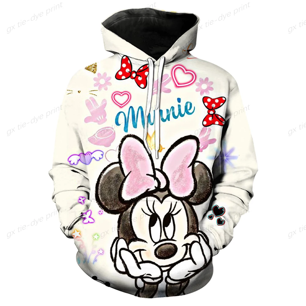 

2022 New Disney Pullover Sweatshirt Men Women Minnie Mickey 3D Top Print Loose Casual Hoodie Kids Fashion Couple Shirts