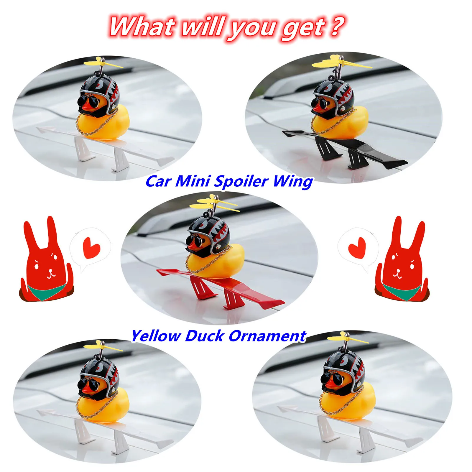

Car Mini Spoiler Wing Auto Tail Wing Carbon Fiber Air Deflector Spoiler Decor Without Perforation With Yellow Duck Ornament