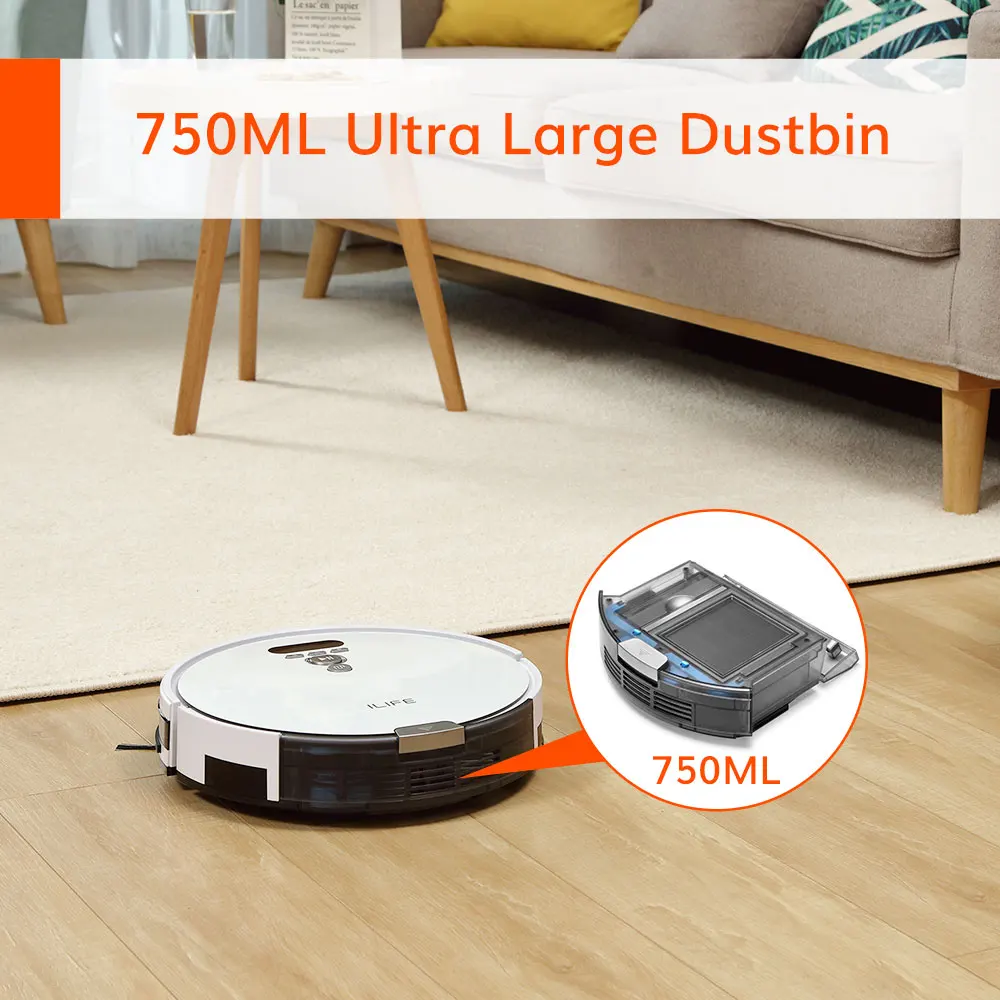 ILIFE V8 Plus Robot Vacuum and Mop Cleaner,Water Tank,750MLdust box, Restricted Area Mapping,Sweeping and Mopping Smart Home