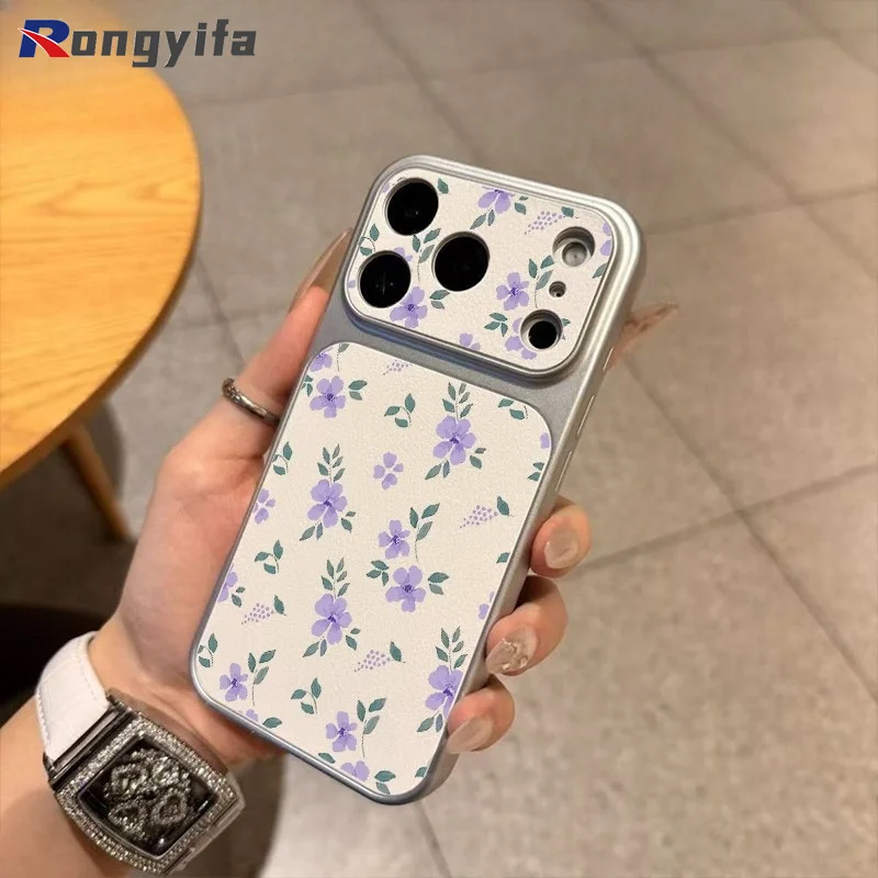 Фото Чехол для телефонов Realme N65 N63 N61 N55 N53 Note 80 70 70T 60 60X 50 Q5 Q5i Q3 Q3i Q2 5G 4G, белый, из искусственной кожи, с фиолетовым цветочным узором №1