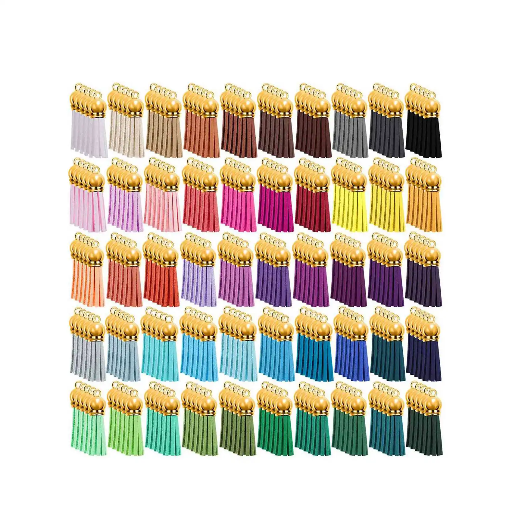 

250 Pieces Keychain Tassels Bulk Colored Leather Tassel Pendants for DIY Keychain and Craft 50 Colors