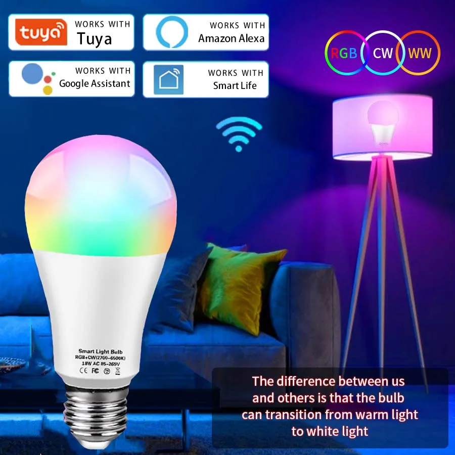 Tuya Smart WiFi Светодиодная лампа E27 85-265 В 12 Вт 15 18 Голосовое управление Приложение Life
