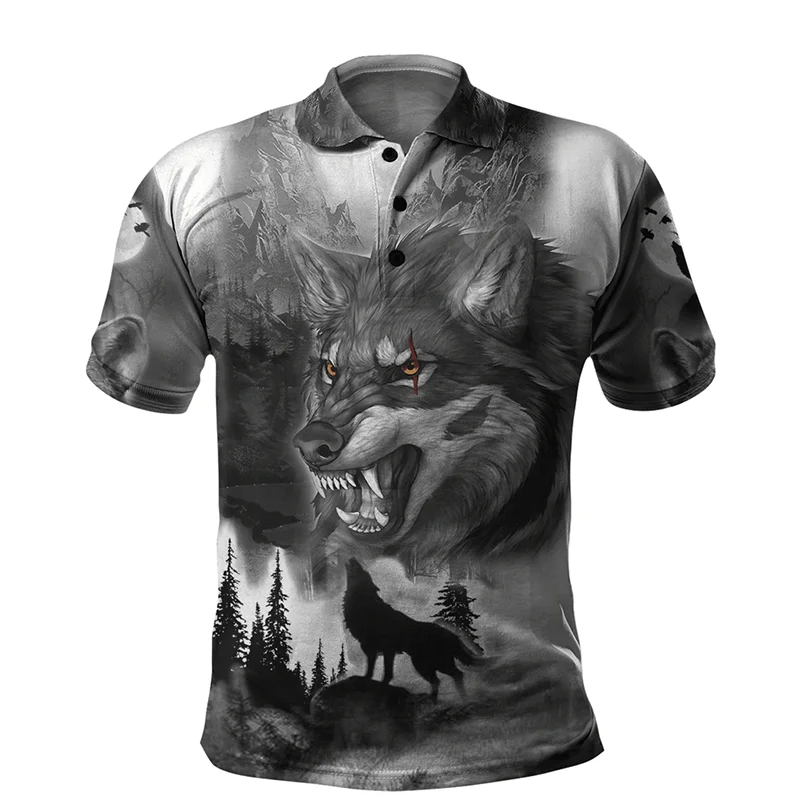 

The Wolf Graphic 3D Printed Men's Polo Shirt For Men Summer Tops Short Sleeve Fashion Casual Oversized T-Shirt Person Outdoor