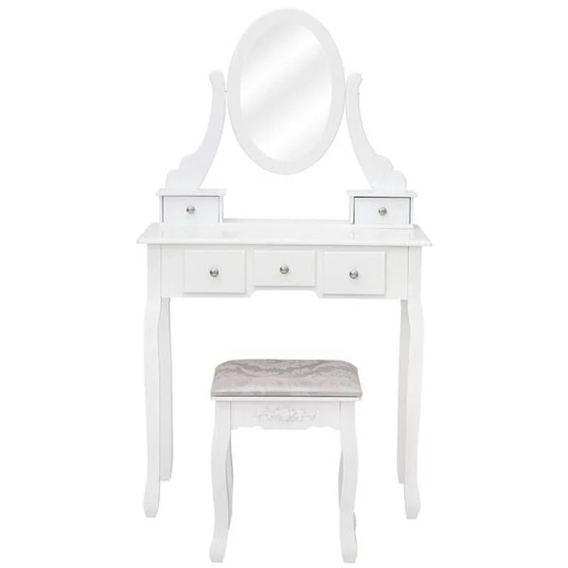 

Single Mirror 5 Drawer Dressing Table White
