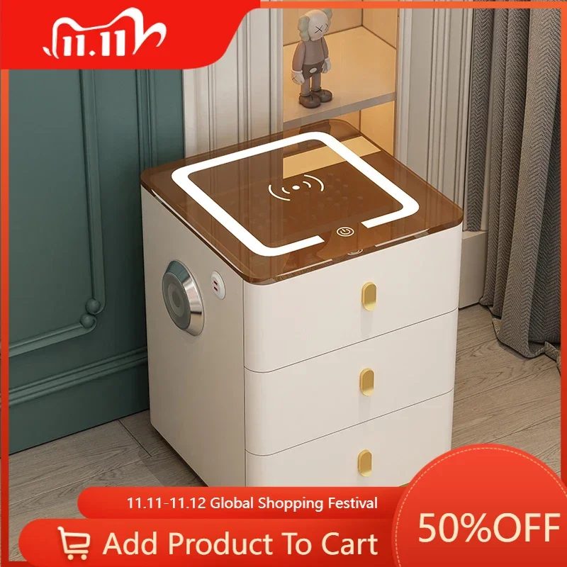 

Smart Bedside Table Nightstand Wireless Charging Bluetooth Bedside Table Nightstand Cabinet Comodini Luxury Furniture YY50BT