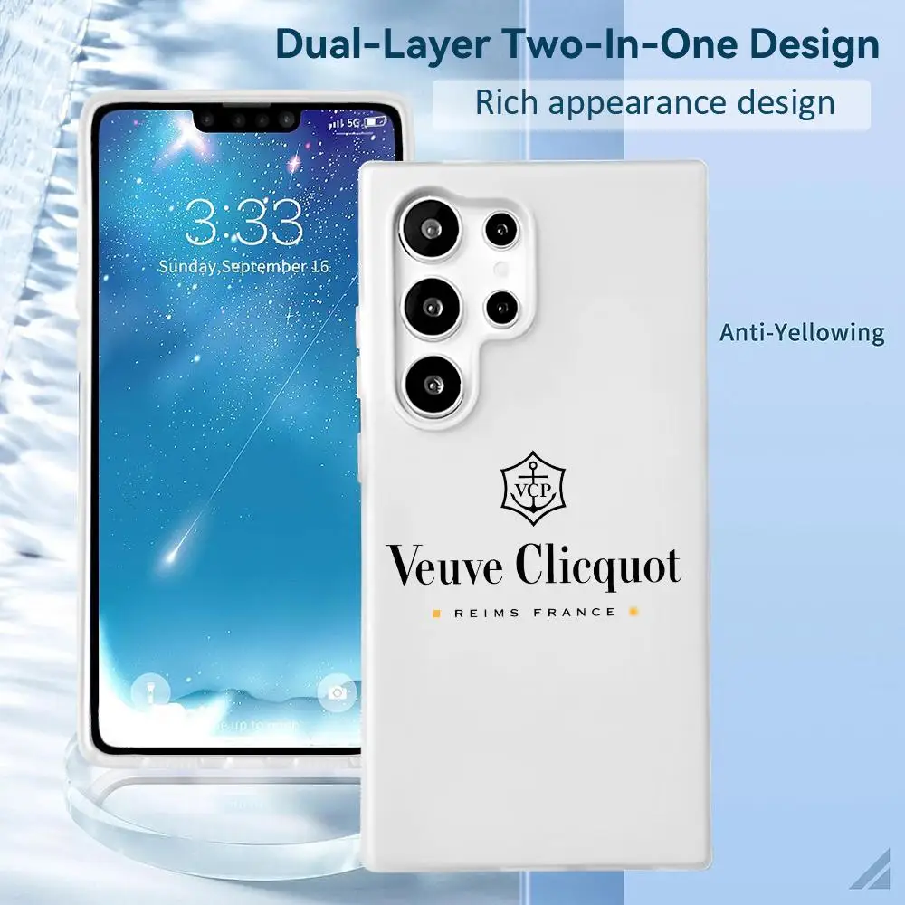 Фото Роскошный чехол V-Veuve C-Clicquot для Samsung Galaxy S25 S24 S22 S23 Ultra S21 S20 Plus, матовый, противоударный, мягкий, с эффектом желе №2