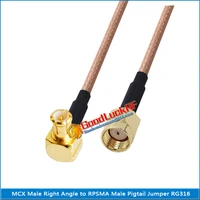 high quality mcx male right angle 90 degree to rp sma rp sma male plug coaxial pigtail jumper rg316 extend cable 50 ohm low loss