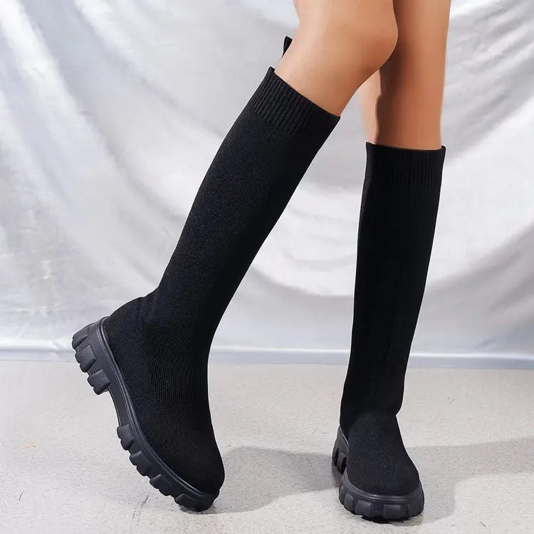 

2023 New Women's Knee-high Boots Slim Elastic Boots Fashion Slim Shoes High Heel Boots Shoes Gothic Shoes Women Boots Platform