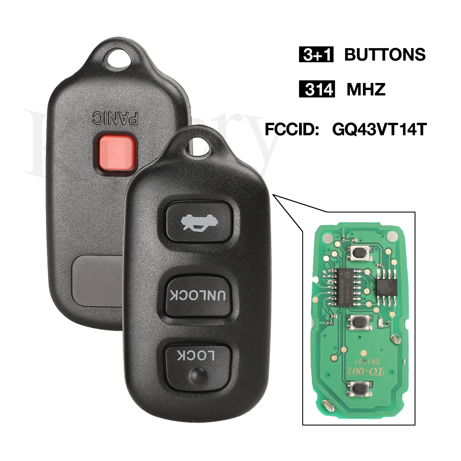 Kutery дистанционный ключ-брелок от машины 2/3 + 1 кнопка для Toyota HYQ12BBX Highlander GQ43VT14T Camry Solara Corolla Sienna 2002 -2007 315mhz