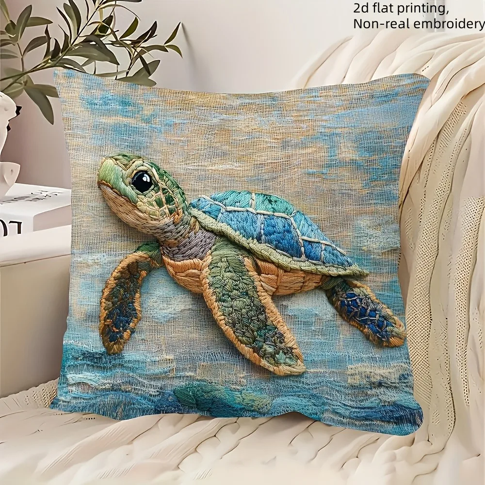 

Наволочка Sea Turtle 2D печать полиэстер велюр 40x40 см