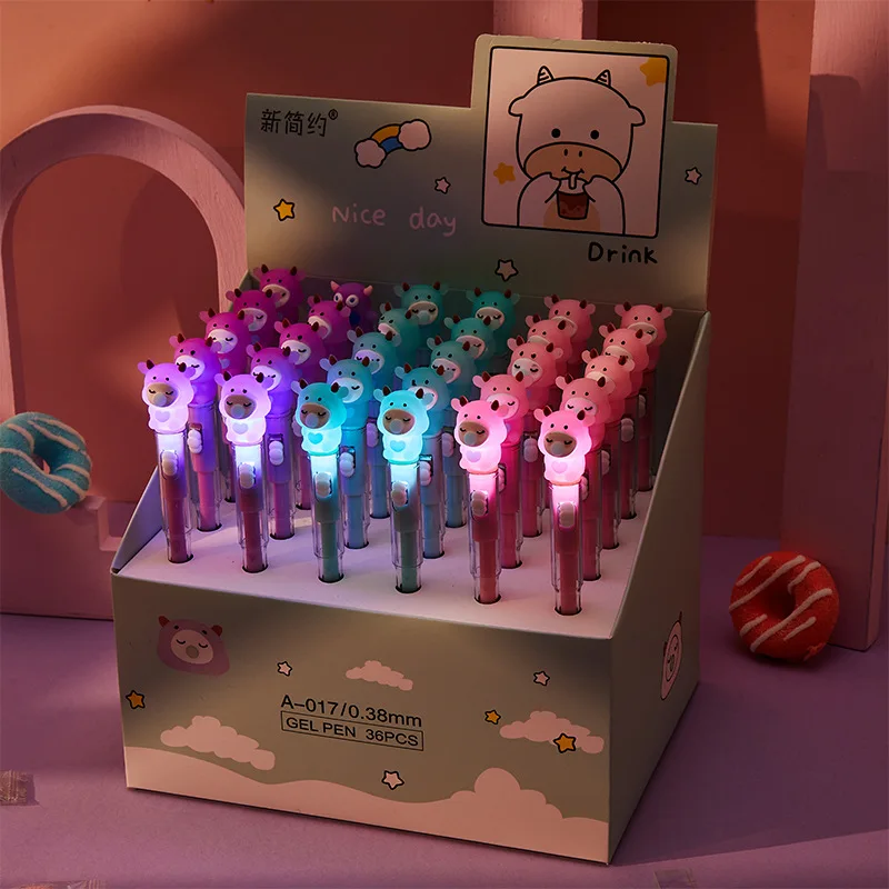 

36PCS/BOX Pens Animal Cartoon Creative School Student Office Logo Writing Drawing Stationery Set Black 0.38MM Children's Gift