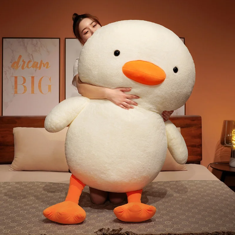 60-100cm Giant Princess Duck Plushie Soft Sleeping Duck Sleepy Head White Duck Hug Pillow Cushion For Kids Birthday Gift images - 6