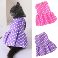 2022 summer pink purple dog dress fashion dot print princess dresses for small dogs universal chihuahua yorkshire puppy clothes