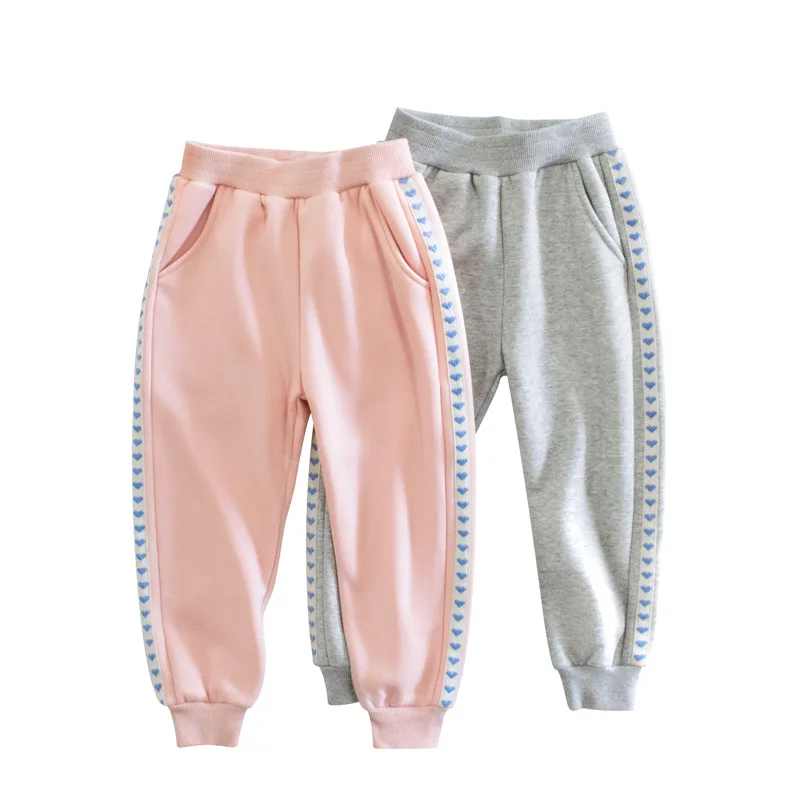 

2-8T Winter Warm Girls Pants Toddler Kid Baby Girls Clothes Heart Print Thick Sweatpants Cute Sweet Infant Bottoms Trousers