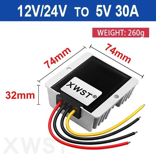 

XWST DC-DC понижающий преобразователь 12/24В в 5В 1-40А