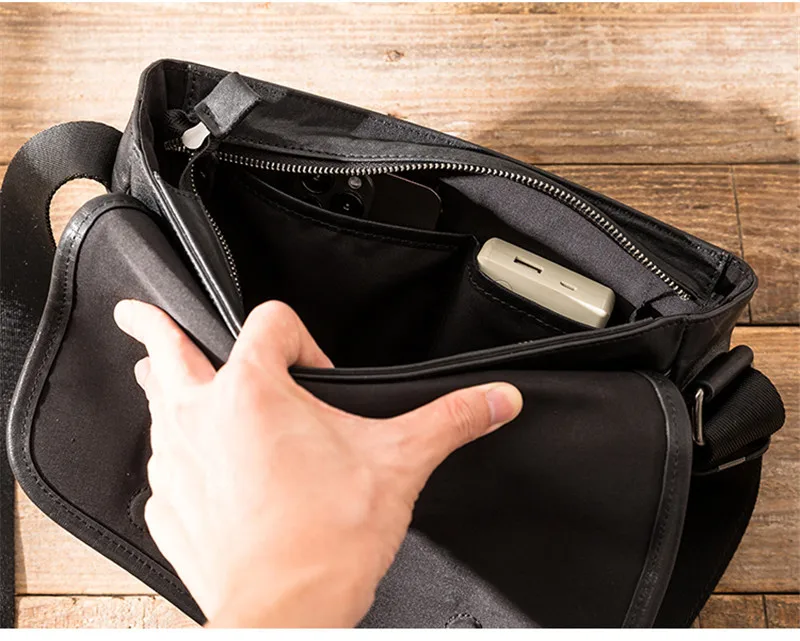 Outdoor casual high quality genuine leather men black crossbody bag weekend travel luxury soft natural real cowhide shoulder bag