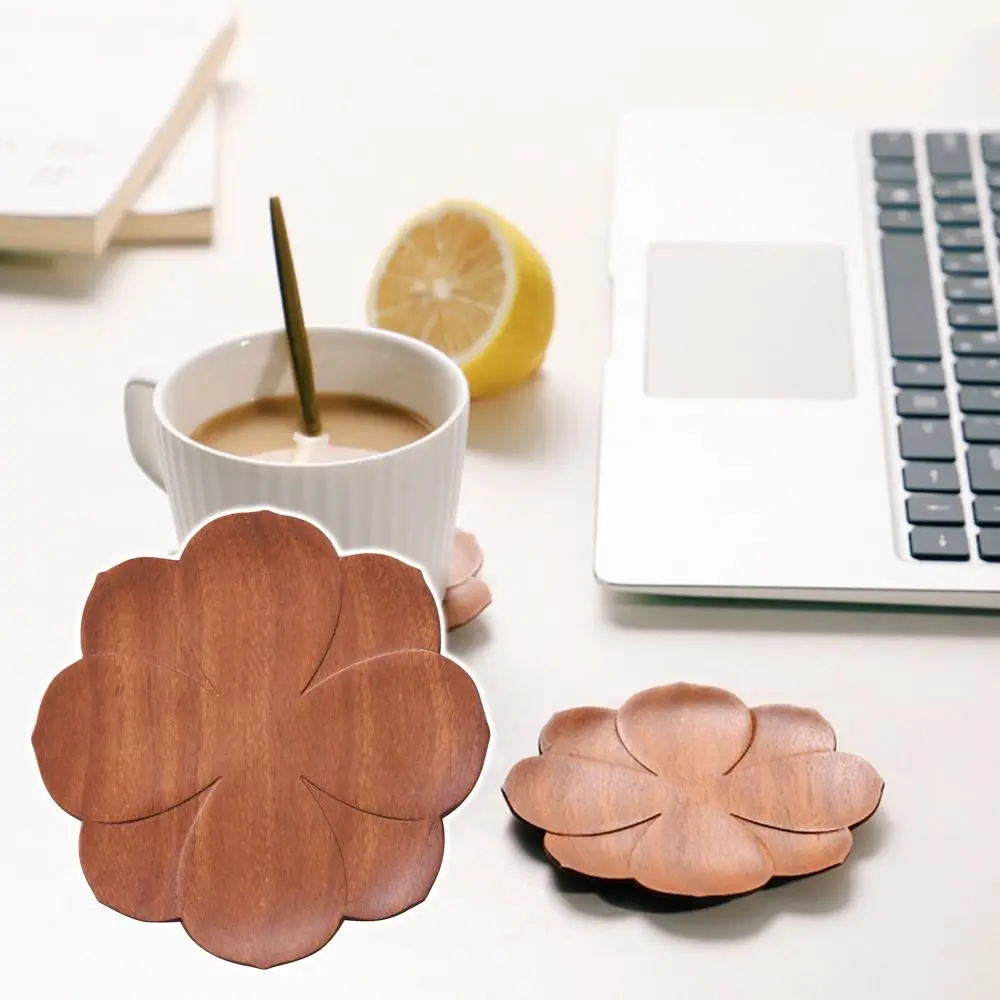

Non-slip Dining Decor Wooden Coasters Kitchen Accessories Rosewood Petal Coaster Tea Cup Mat Coffee Mug Pad Wood Pads