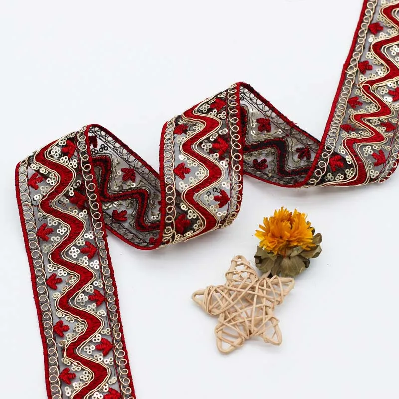 30 ярдов ретро этническая 5 см блестки гипюровая кружевная лента ручной работы