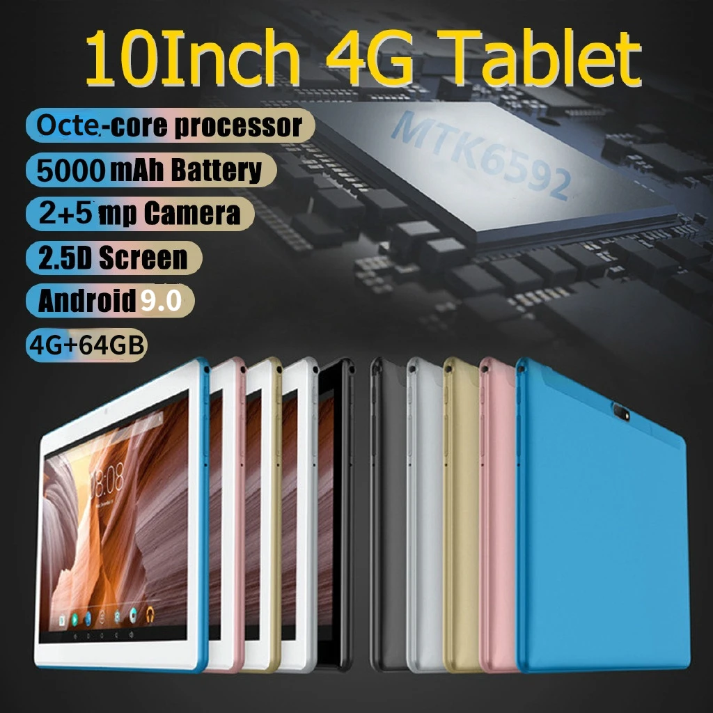 10.1 inch Tablets with 4GB+64GB WiFi Tablet PC Support Dual SIM Card Tablet 4G Phone Call Tablet 10 Core Kid Gifts