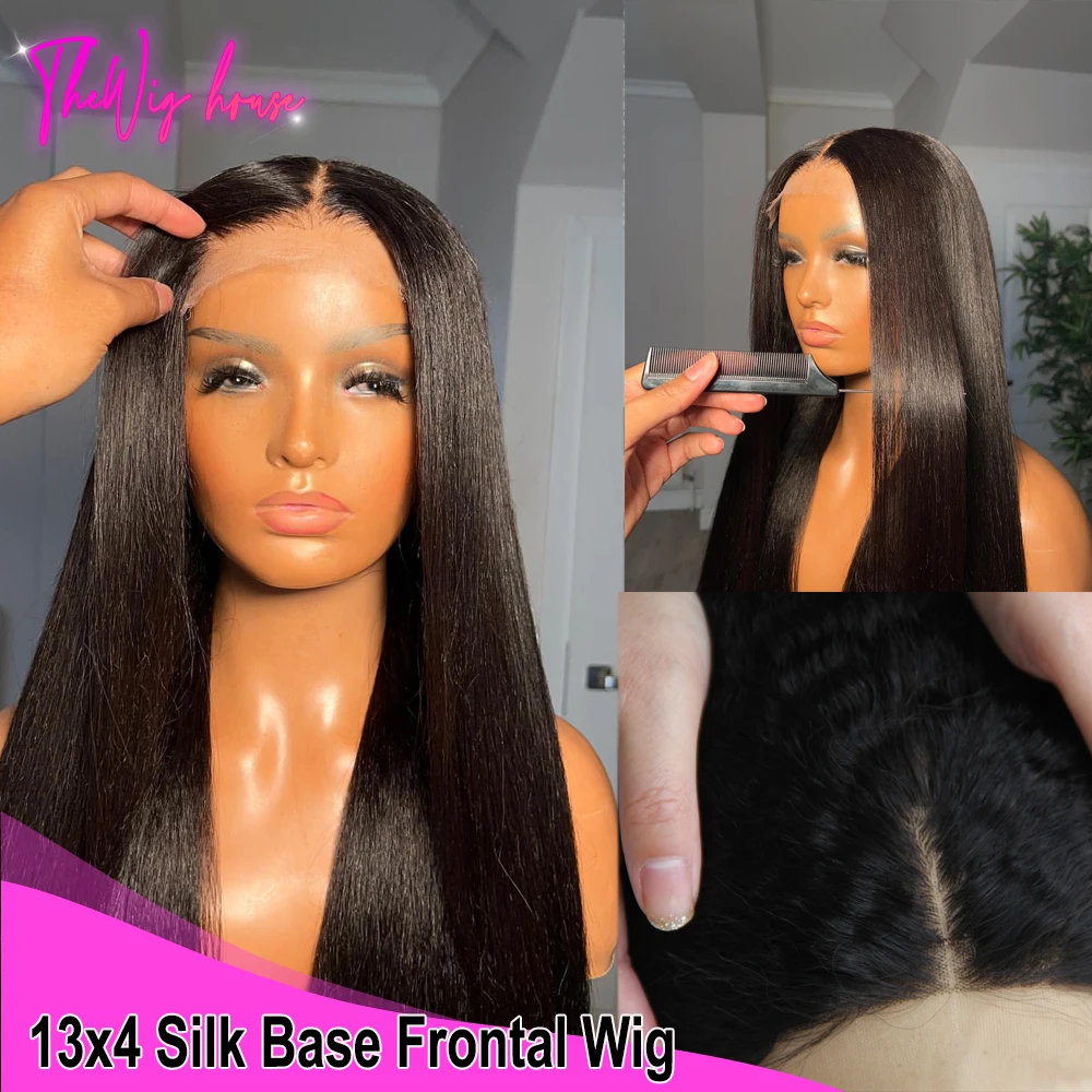 

Kinky Straight Silk Base Wig 4x4 Lace Closure Wigs Preplucked Brazilian 13x4 Hidden Knot Lace Front Human Hair Wigs For Women