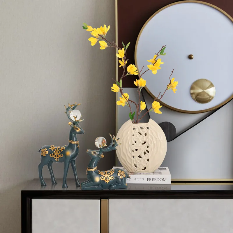

New Chinese Style Creative Elk Ornament Decoration Living Room TV Cabinet Hallway Bedroom Soft Decoration Home Fortune Office Gi