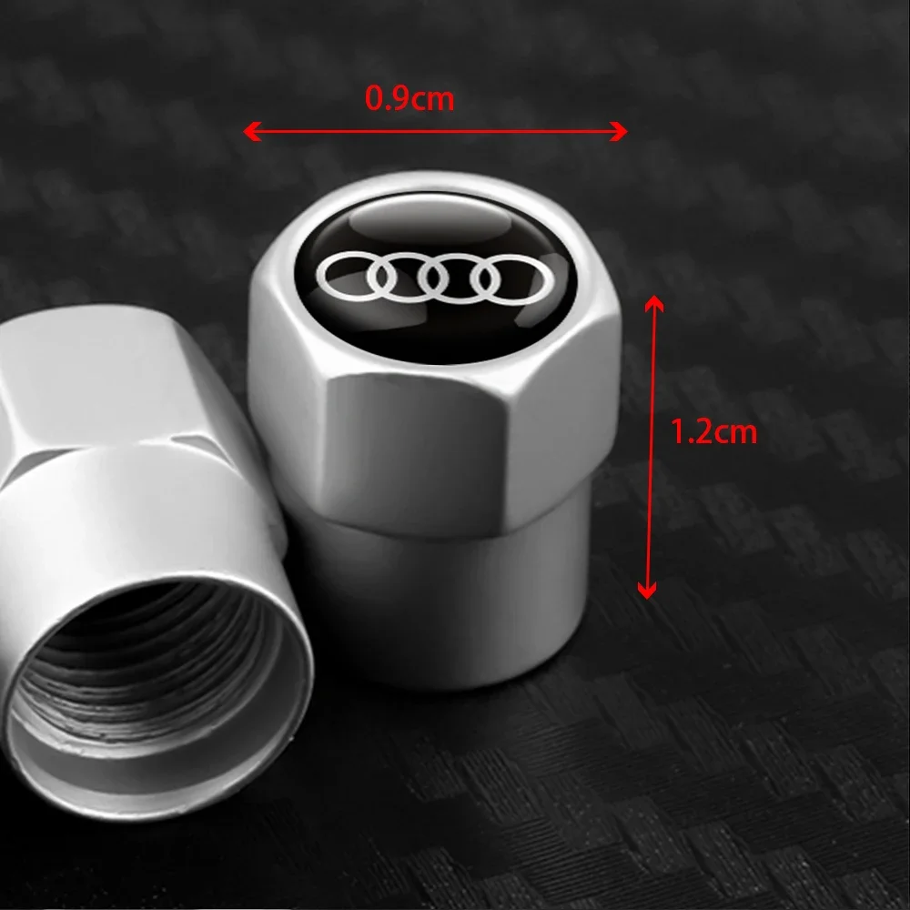 Фото Колпачки для ниппелей шин (4 шт.), 3D металлические, для Audi S A4 B8 8P A3 A5 A6 C7 A1 A7 A8 Q, автомобильные аксессуары №4
