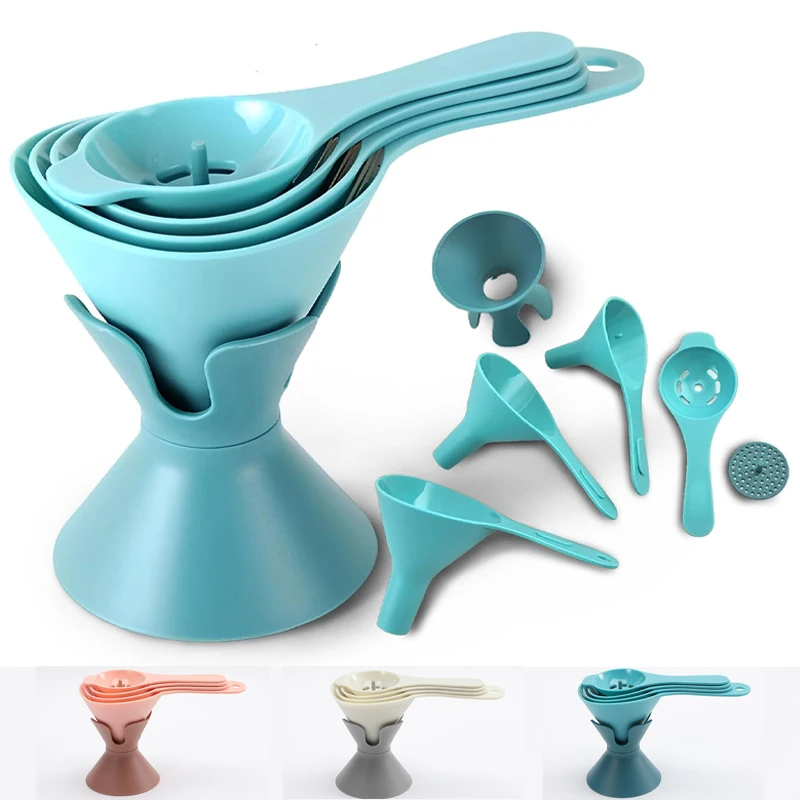 

Kitchen Funnels Set 6 in 1 Multifunctional Plastic Funnel Set Funnels for Filling Bottles Oil Funnel for Liquid Powders Spices