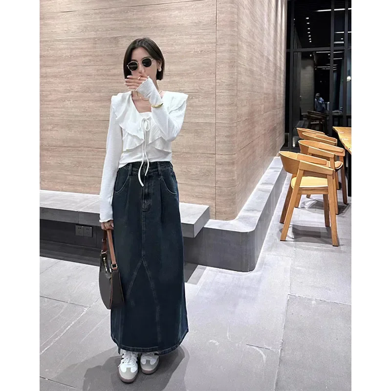 New Women's Long Sleeve T-Shirt From Dongguan 024 Nanyou Slimming Top With Ruffle Edge And Sweet Tie-Up Design For Smooth Sihoue