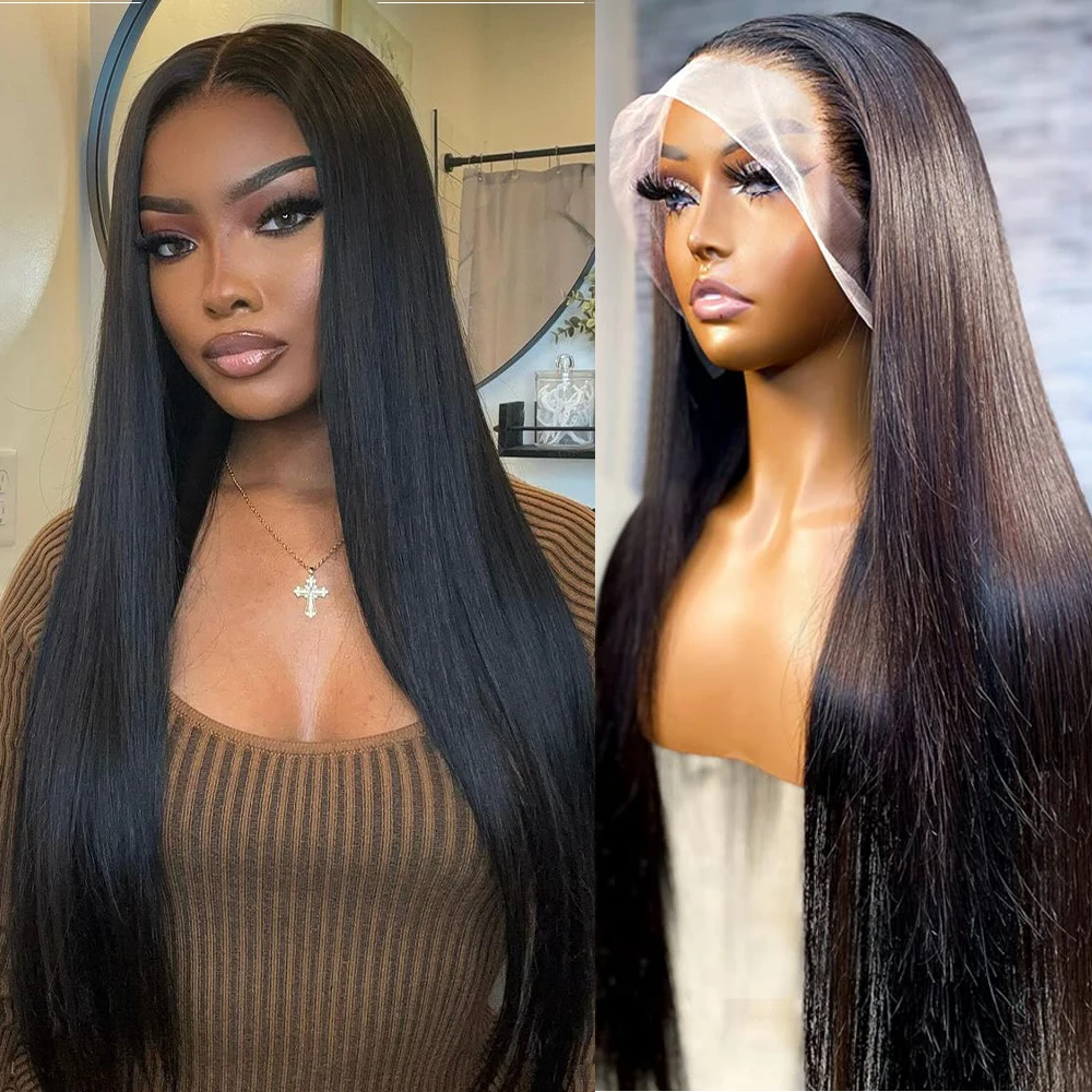 GURENYUN Прямой парик фронта шнурка 13x4 с человеческими волосами Remy из Бразилии