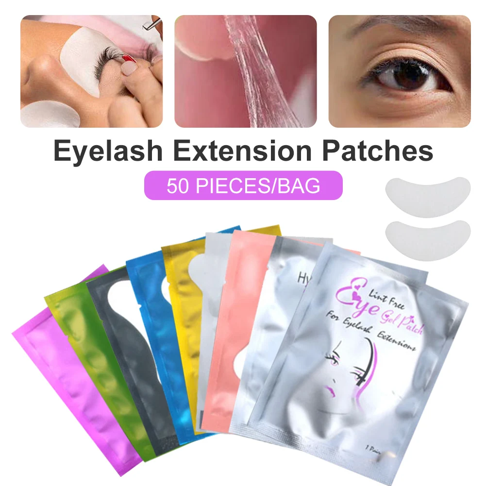 

50Pcs Eyelash Extension Patches Under Eye Gel Pads Disposable Grafted Eye Stickers for Lash Extension Perming Tinting Eye Patch