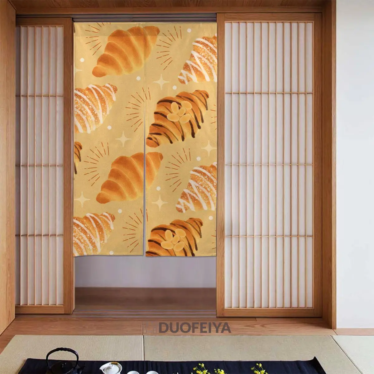 

Bread Door Curtains Partition Foods Curtain Cotton Linen Cool Noren for Entrance Coffee Decor