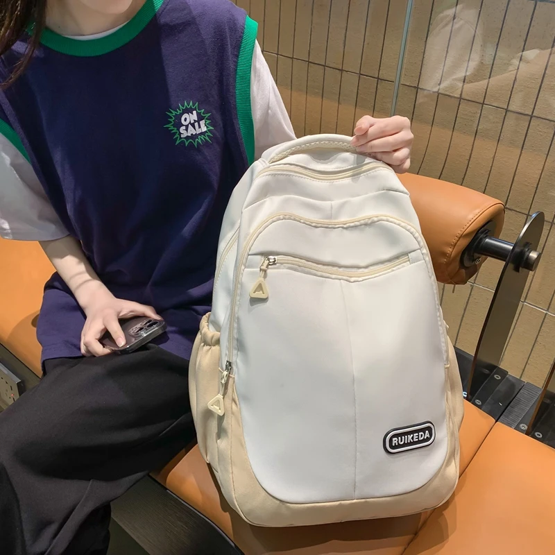 

Women Backpack Waterproof Solid Color For Teenagers Nylon School Bag Backbag Girls Travel Kawaii Bookbag Students Bag Mochilas