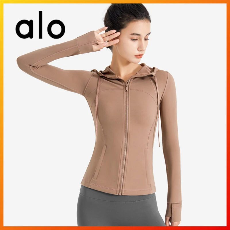 

Alo Yoga Autumn Winter New Sexy Women's Long-sleeved Jacket Women's Slim Warm Sports Jacket Outdoor Running Gym Sports Hoodie