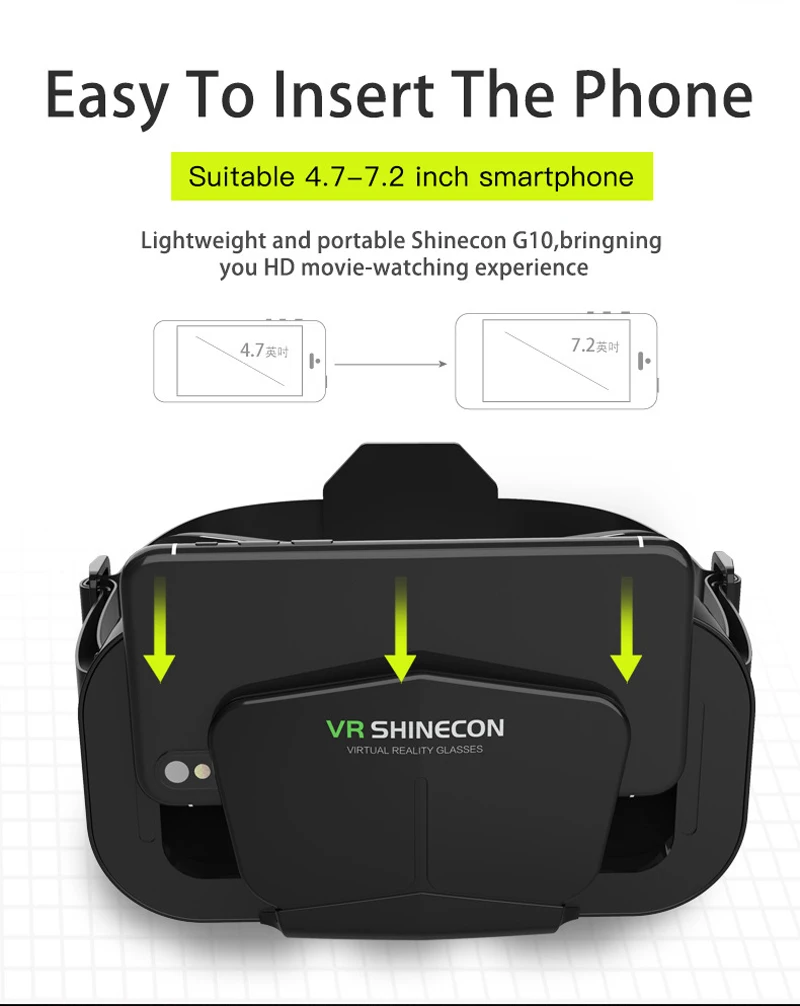 Shinecon VR очки 3D гарнитура устройства виртуальной реальности шлем Viar линзы для