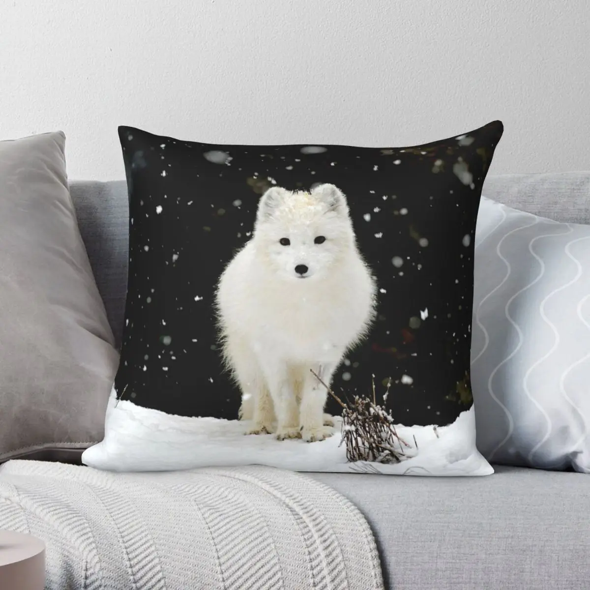 

Квадратный чехол для подушки Arctic Fox, полиэстеровый льняной бархатный чехол с узором на молнии, декоративный чехол для диванной подушки, чехо...