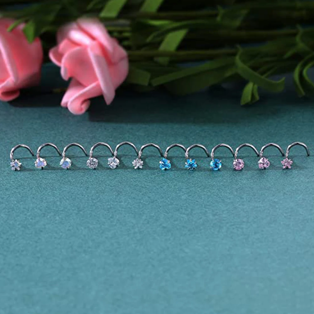 Кольцо-гвоздик для пирсинга носа из хирургической нержавеющей стали 316L