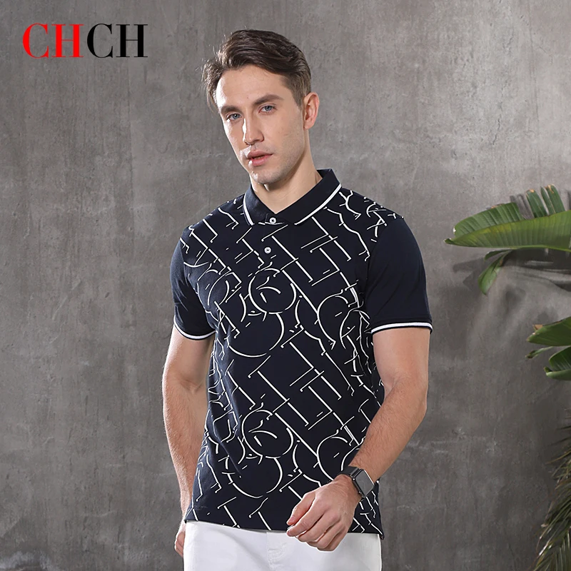

CHCH 2023 New Luxury Brand Solid Color Mens Polos Mature Shirts 100% Cotton Short Sleeve Casual Polos Fashion Summer Lapel Male