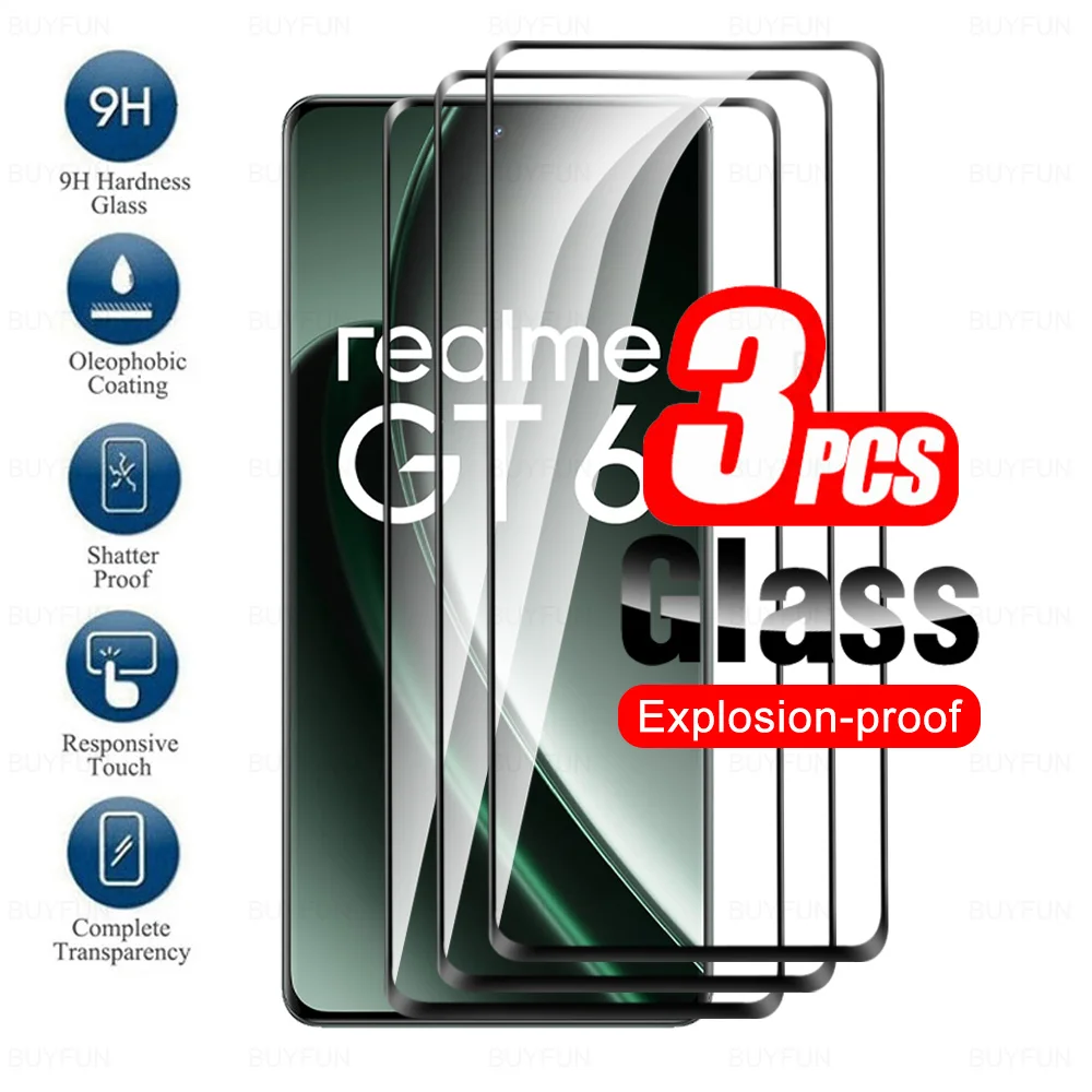 3 шт. HD изогнутое закаленное стекло для Realme GT 6 Защитная пленка экрана Realmy 6T Neo6 SE Neo