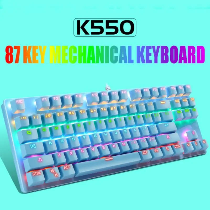 

K550 Green Shaft Mechanical Keypad 87 Keys Gaming Keyboard for Windows XP/7/8/10
