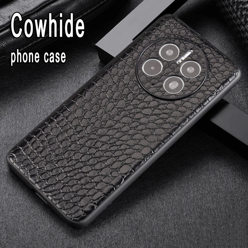 Leather Cowhide phone Case For huawei mate 50 40 30 20RS All-inclusive lens Phone Case Crocodile skin Back Cover case Funda enlarge