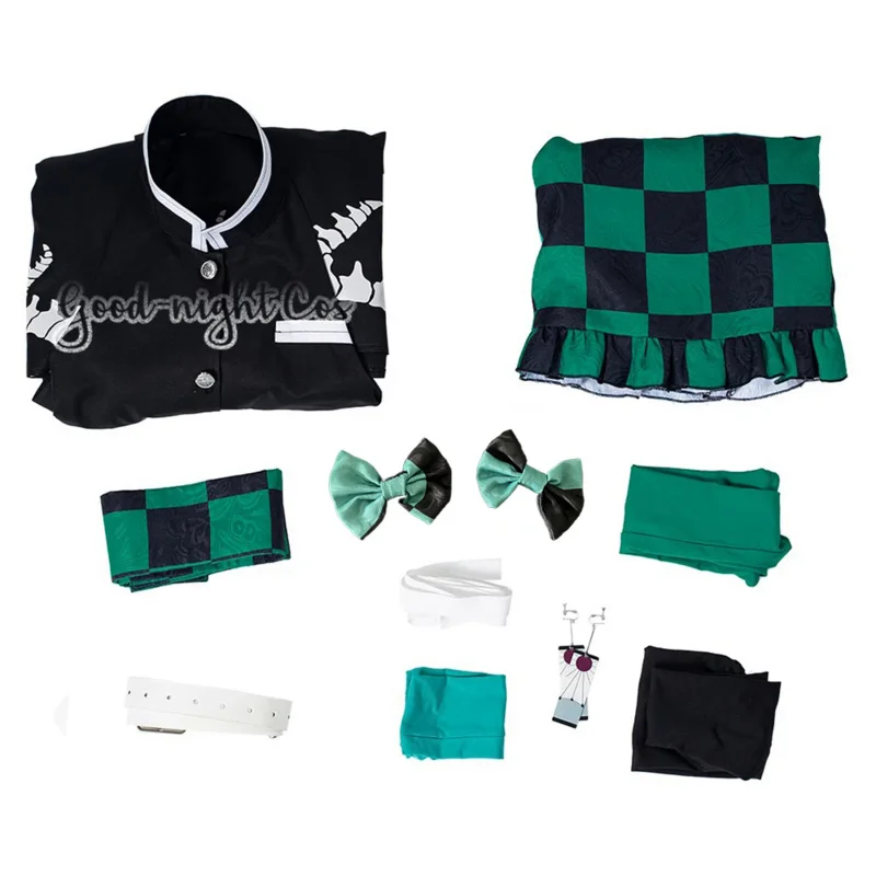 Костюм для косплея аниме Kamado Tanjirou костюм с юбкой и топом девочек платье-кимоно на