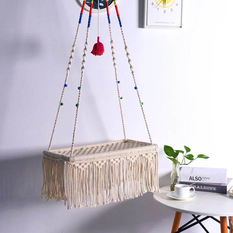 

Suspended Cat Nest Lace Cat Bed Swing Blanket Pet Bed Cotton Rope Swing Chair Bohemian Kitten Hammock Products Pet Accessories