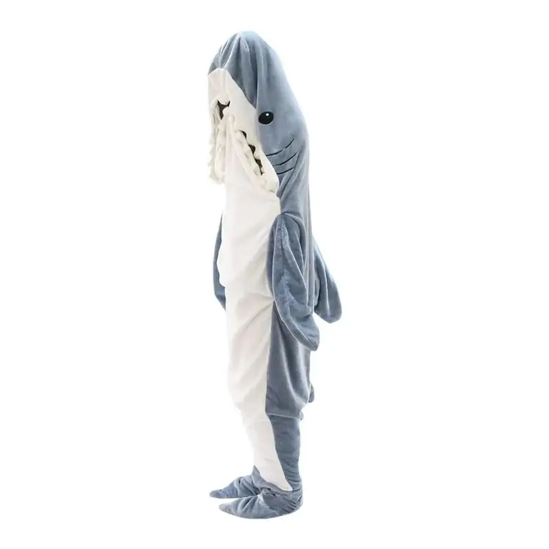 

Shark Blanket Super Soft Cozy Flannel Wearable Hoodie Home Animal Tail Sleeping Bag For Women Men Movie Night Cosplay Gifts