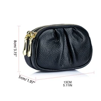 womens short small wallet ladies leather headset purse key ring coin card holder money bag double zipper pocket