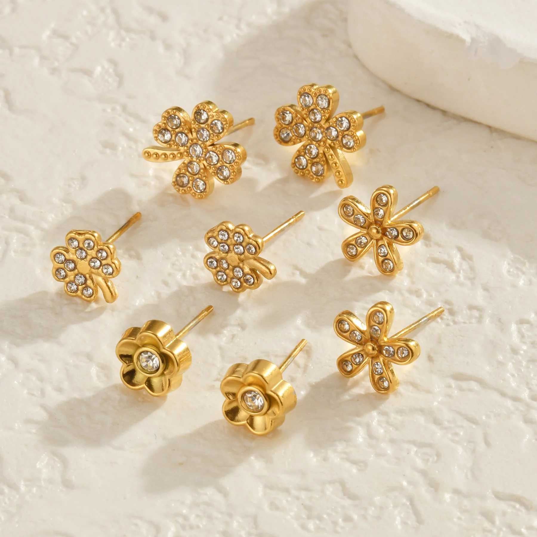 Freeteeme несколько стилей серьги-гвоздики для женщин золотого цвета из нержавеющей