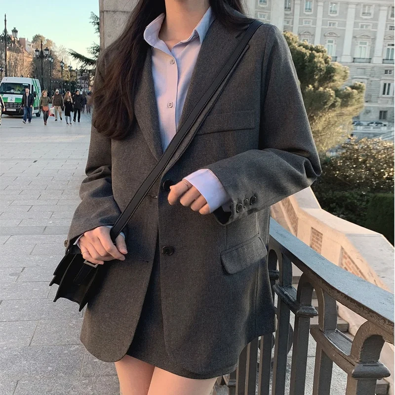 2 Piece Set Blazer and High Waist Skirt Jacket Sold Office Lady Separately Women's Costumes Women Sweet Solid Fall Skirt Suits